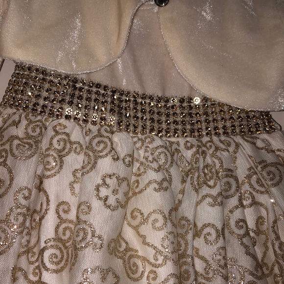 Fancy ivory dress with matching bolero jacket - Picture 3 of 6